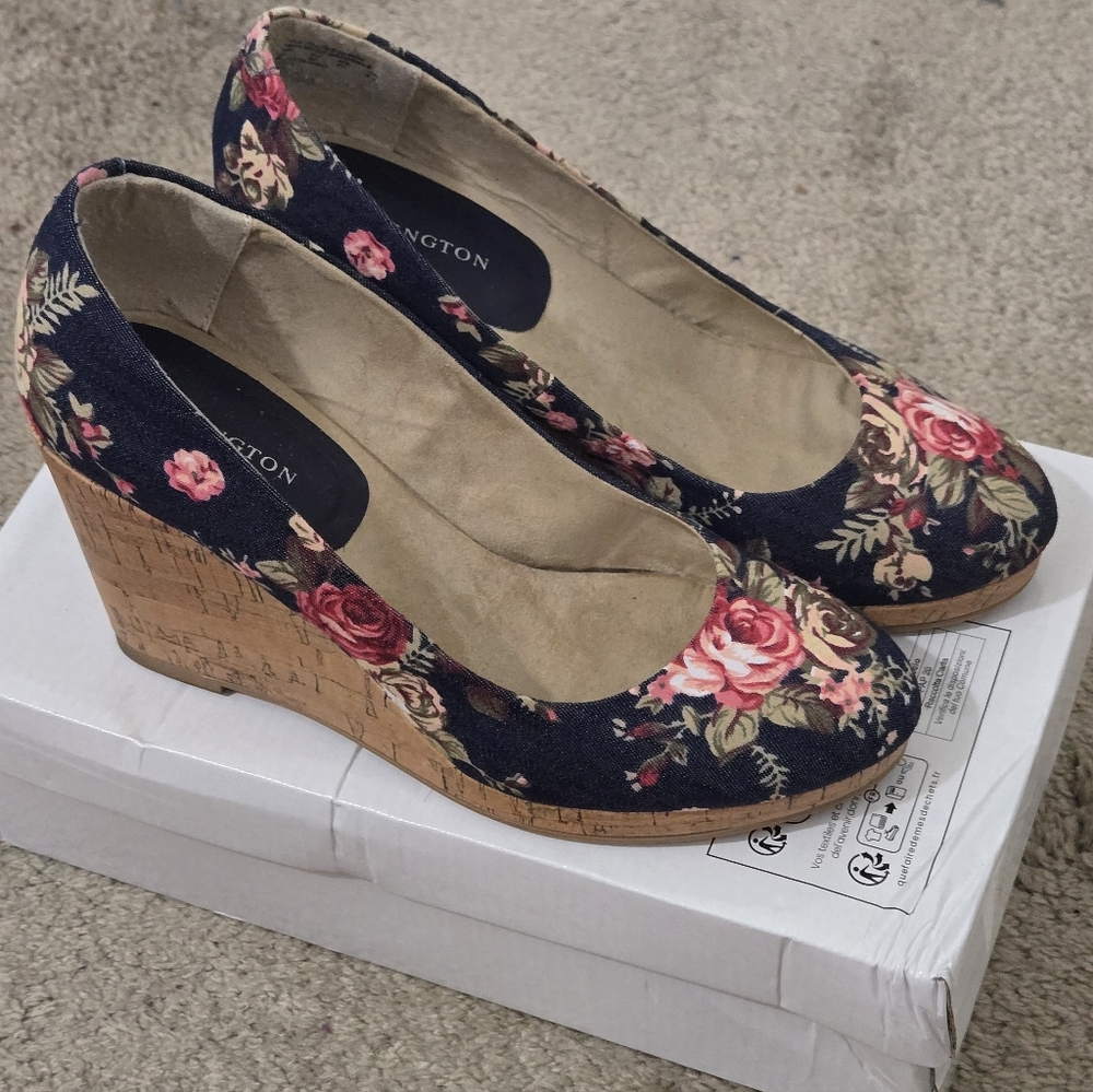 Denim floral Wedge